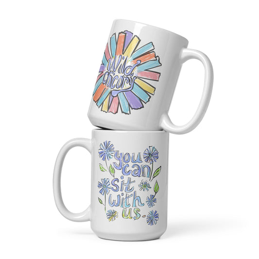 You Can Sit with Us - White glossy mug